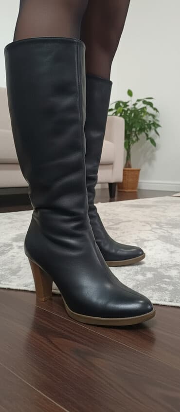 сапоги зимние женские натуральная кожа натуральный мех распродажа: Женские зимние сапоги Clotilde - Цвет: черный - Материал верха — 1