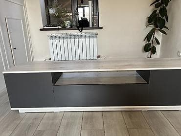 Балдар эмереги: Телевизордун шкаф жана стенди, Полго орнотулма, ЛДСП, түсү - Боз — 5