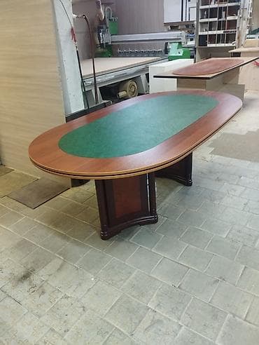 Залга арналган столдор: Кеңсе үчүн үстөл, Жөндөлбөй турган, түсү - Күрөң, Oval, ЛДСП — 1