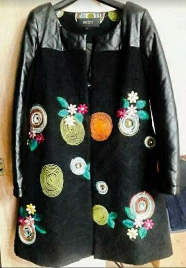 Пончо: Пальто, Классика, Осень-весна, Стеганый, По колено, M — 4