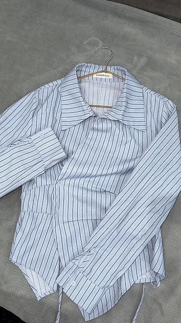 шым брюки: Женская рубашка Daqin Do в полоску - Цвет: светло-голубой с тонкими — 2