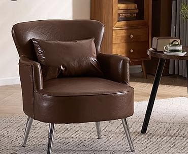 Кресло из эко‑кожи, цвет темно‑коричневый - Эргономичная форма со