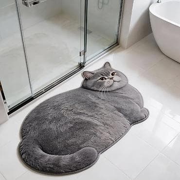 меховой коврик: Коврик для ванной/душа, Новый, цвет - Серый — 1