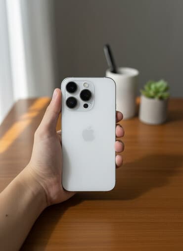 ультра бук: IPhone 14 Pro, Б/у, 128 ГБ, Белый, Наушники, Защитное стекло, Чехол, 85 % — 1