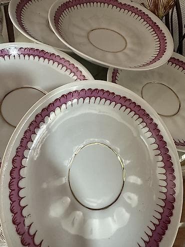 dinner table: Чайный сервиз на 6 персон с красивым цветочным узором — 7