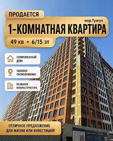 квартиры оше: 1 комната, 49 м², Элитка, 6 этаж, Готовая ПСО (под самоотделку) — 1