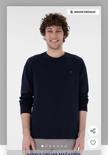 летняя рубашка: Мужской свитшот USPA темно‑синего цвета с круглым вырезом. Новый — 1