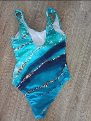 купальник с высокой талией для полных: Слитный купальник, цвет - Синий, M — 3