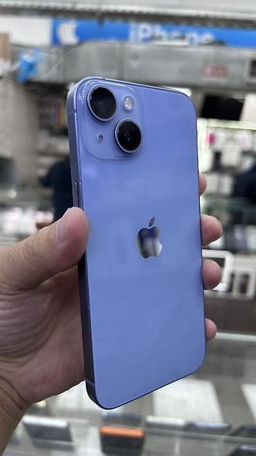 IPhone 14, Б/у, 256 ГБ, Защитное стекло, Чехол, 100 %