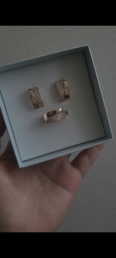 парное: Набор украшений, Проба 585, Новый, Цвет металла: Розовый, Парный набор — 1