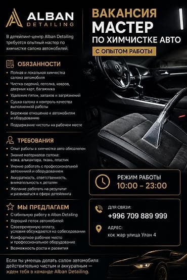 Детейлеры: Нам в команду нужны ребята на химчистку авто С опытом желательно в — 1