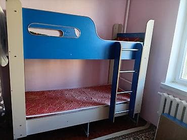 Двухъярусная детская кровать, ЛДСП, цвет - Синий