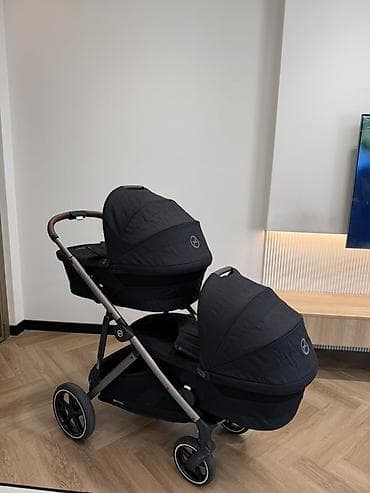 коляски двойные: Коляска, Cybex, цвет - Черный, Б/у — 1