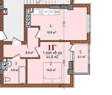 алтын ордо ж м: Курулуп бүткөн, Студия, 44 м² — 5