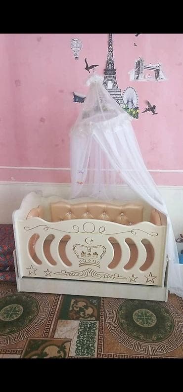 мебельный паралон: Детская кроватка с балдахином и мягкими бортиками - Материал: прочный — 1