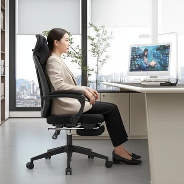 кресло для работы за компьютером: Офисное кресло, С колесиками, цвет - Черный, Другой материал — 1