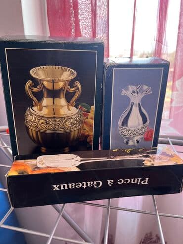 Вазы и щипцы с серебряным напылением