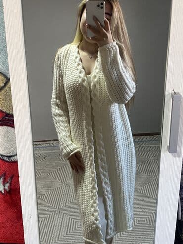 с длинным: Кардиган, Пряжа, Длинная модель, Осень-весна, Вязаная модель — 1