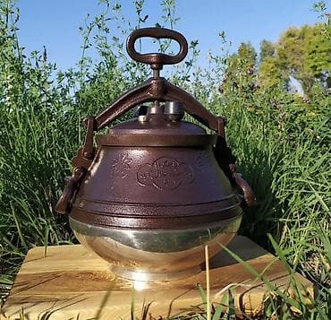 Афганский казан (скороварка) из литого алюминия с чугунной крышкой и