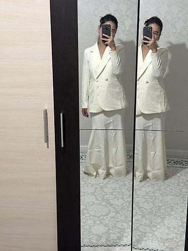 юбка новая: Костюм с юбкой, Модель юбки: Годе, Макси, Пиджак, Made in KG, S, M — 2