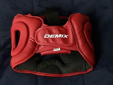Велоаксессуары: Боксерский шлем Demix, красный, с закрытым подбородком и усиленной — 2
