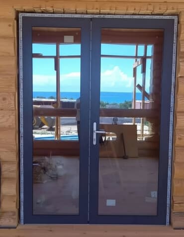 двери мешкомнатный: Межкомнатная дверь со стеклом, Алюминий, Двустворчатая, цвет - Серый — 1