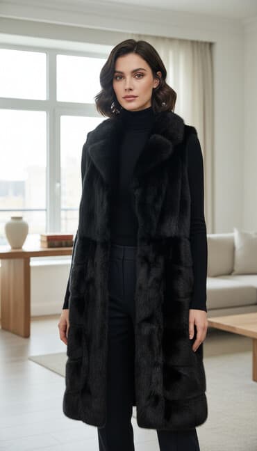 жилет норка: Другие жилеты S, M, цвет - Черный — 3