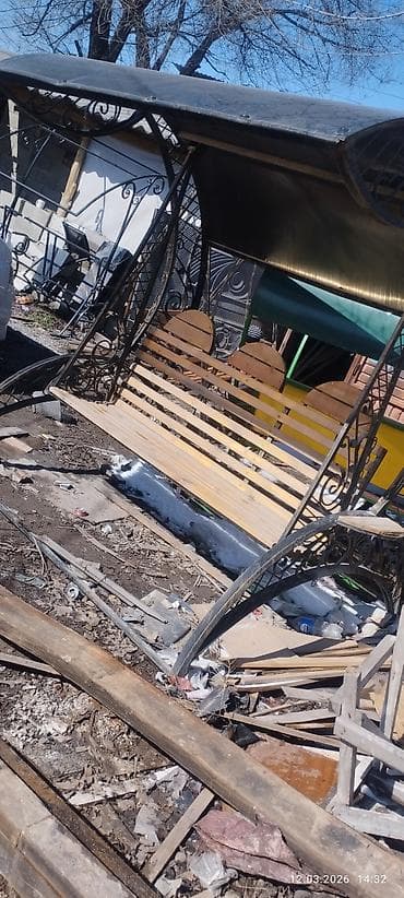 люлка качалка: Скамейка Металл, Со спинкой, С крышей — 5