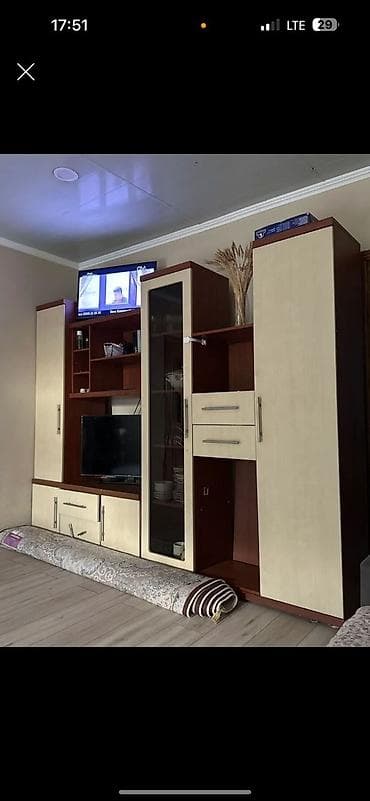 Гарнитур для зала, Б/у, Комод, Тумба под ТВ, Шкаф, Дерево, Самовывоз, цвет - Бежевый