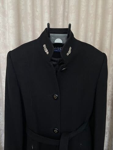 дордой женские куртки: Женское пальто, деми, кашемир, чёрное, пр-ва Италия, б/у, размер — 11