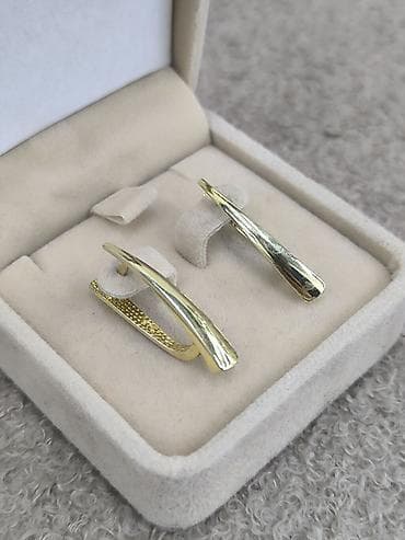 овальные: Серьги«двойная дуга» Серебро 925 - Металл: жёлтый золото с зеркальной — 2