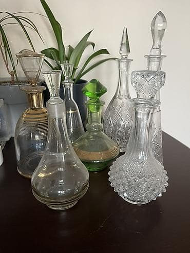 бутылки от водки: Набор винтажных стеклянных графинов СССР с пробками (7 шт.) Какие-то — 2