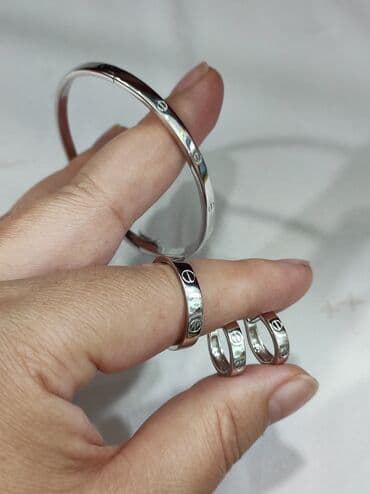 свадебные наборы ручной: Серебряный Комплект+ Браслет Карьтие Серебро 925 пробы Размеры — 3