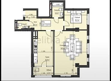 2 комнаты, 86 м², Асанбай мкр Элитка, 4 этаж, ПСО (под самоотделку) — 2