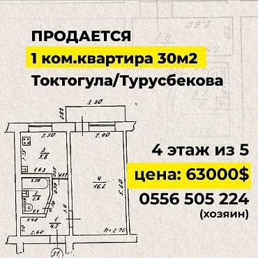 Продажа квартир: 1 комната, 30 м², Индивидуалка, 4 этаж, Косметический ремонт — 1