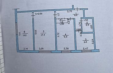 остановка: 3 комнаты, 58 м², 3 мкр 104 серия, 2 этаж, Старый ремонт — 8