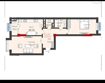 Квартиры: 2 комнаты, 75 м², Кок-Жар ж/м Элитка, 7 этаж, ПСО (под самоотделку) — 2