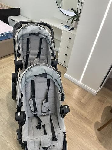 easy walker: Детская коляска для двоих Baby Jogger City Select LUX (серый текстиль — 3