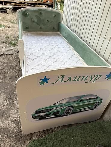 бархатный: Детская односпальная кровать, Б/у, Для мальчика, С матрасом, МДФ — 3
