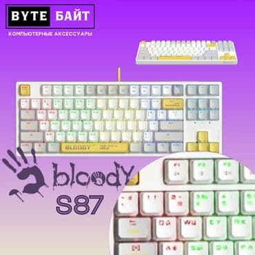 кулер на ноутбук: Клавиатура, Bloody, Механическая, Проводное подключение, Размер: 80% — 1