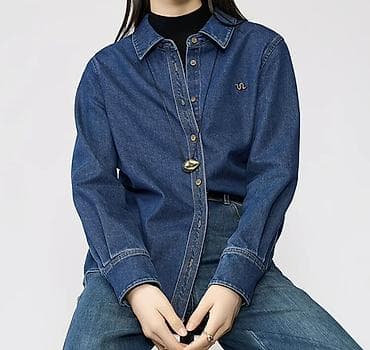 Жеке буюмдар: Джинсовая рубашка женская, классический крой - Материал: плотный — 2