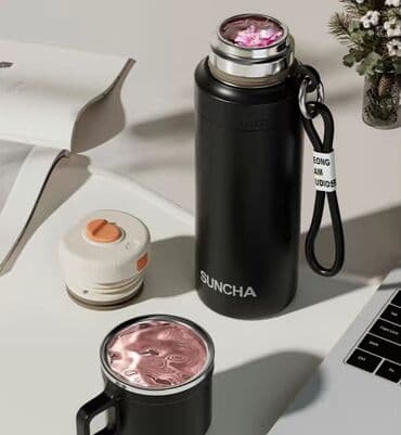 чайник термос 5 литров цена: 2 термоса лёгкие и удобные, в хорошем объеме: 1200мл. и 1000мл., тепло — 8