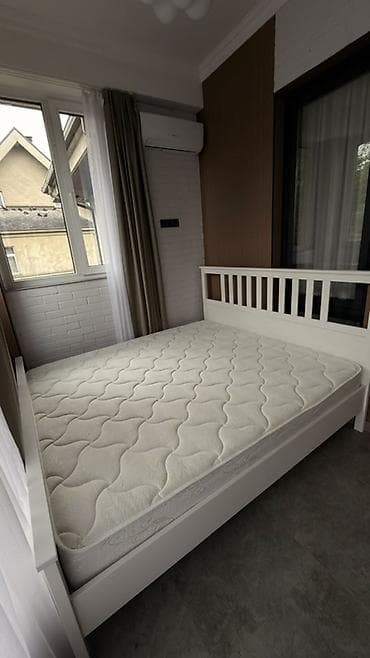 Срочно! ‼️ Кровать с матрасом, двуспальная, белая. IKEA - Каркас