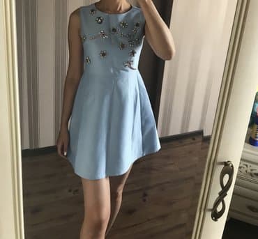 бордовая платья: S, цвет - Голубой — 1