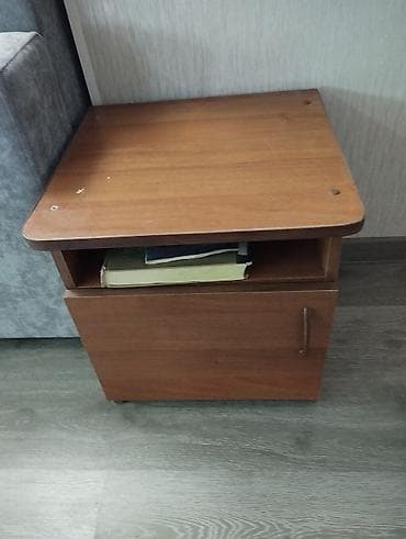 прикроватный тумбочки: Прикроватная тумба, Без зеркала, цвет - Коричневый, ЛДСП — 1