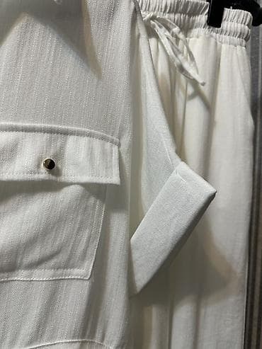 форма одежда: Женский комплект из двух предметов: рубашка и широкие брюки, цвет — — 4