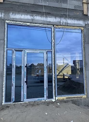 Панорамный витражный блок с входной дверью - Комплектация at lalafo.kg Панорамный витражный блок с входной дверью - Комплектация