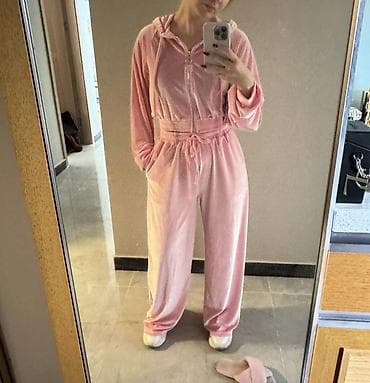 кастюм шым: Велюровая двойка розового цвета — 1