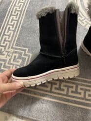 обувь для охоты: Детские зимние сапоги Skechers - Цвет: черный с серой опушкой и — 3