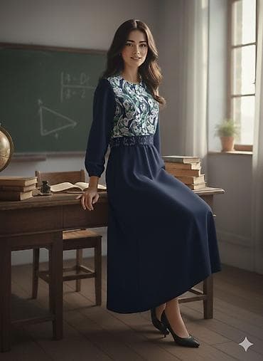 шифоновые платья бишкек: Повседневное платье, Турция, Осень-весна, Длинная модель, Креп, Прямое — 2